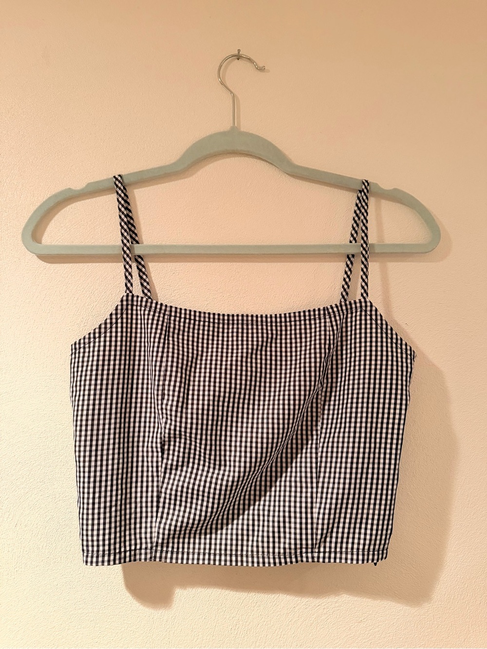 Black & White Gingham Crop Tank Top - Women
